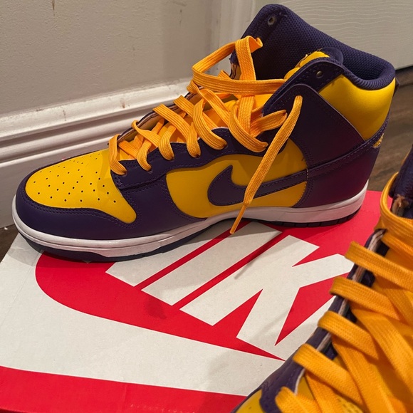 Nike Yellow and Purple High-Top Sneakers - Picture 5 of 10